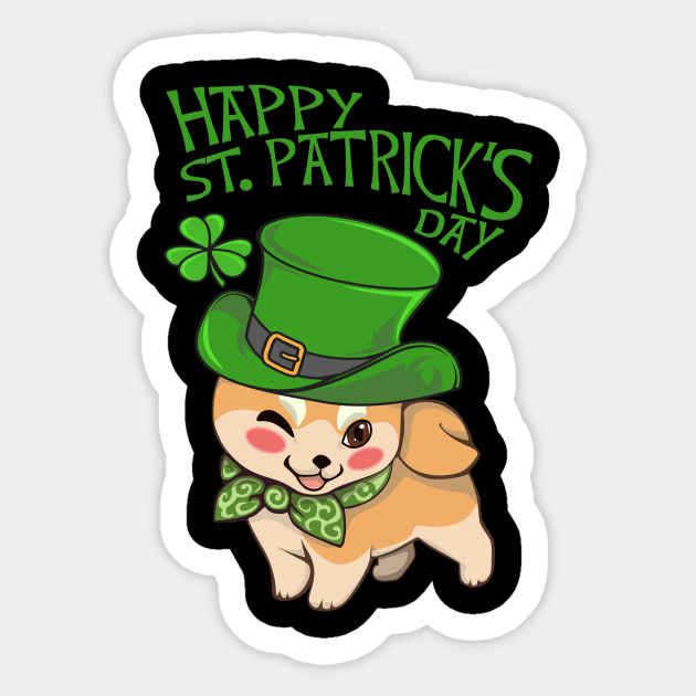 St Patrick Shiba Inu Cute Dog Kawaii Sticker by Aliaksandr